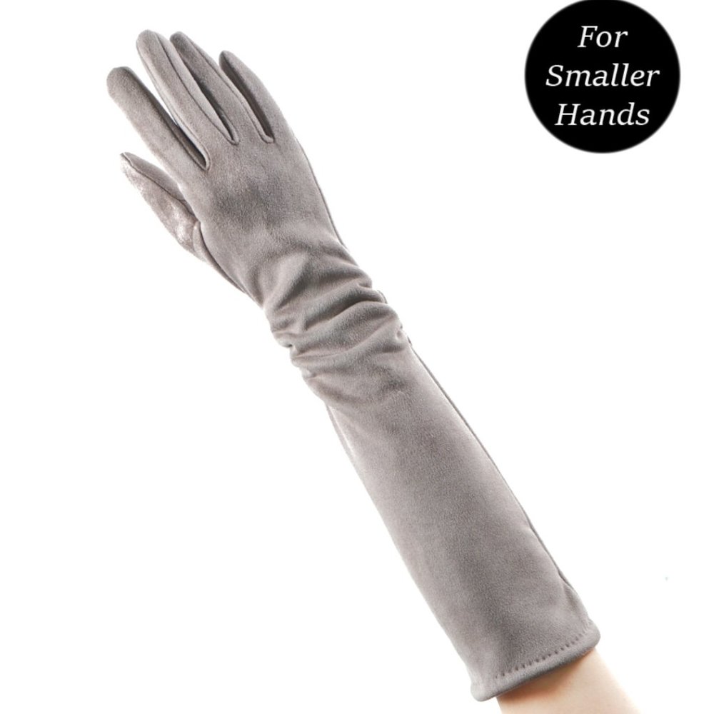 Winter Gloves Long Touch Screen Acrylic Suede Material Soft Grey Black
